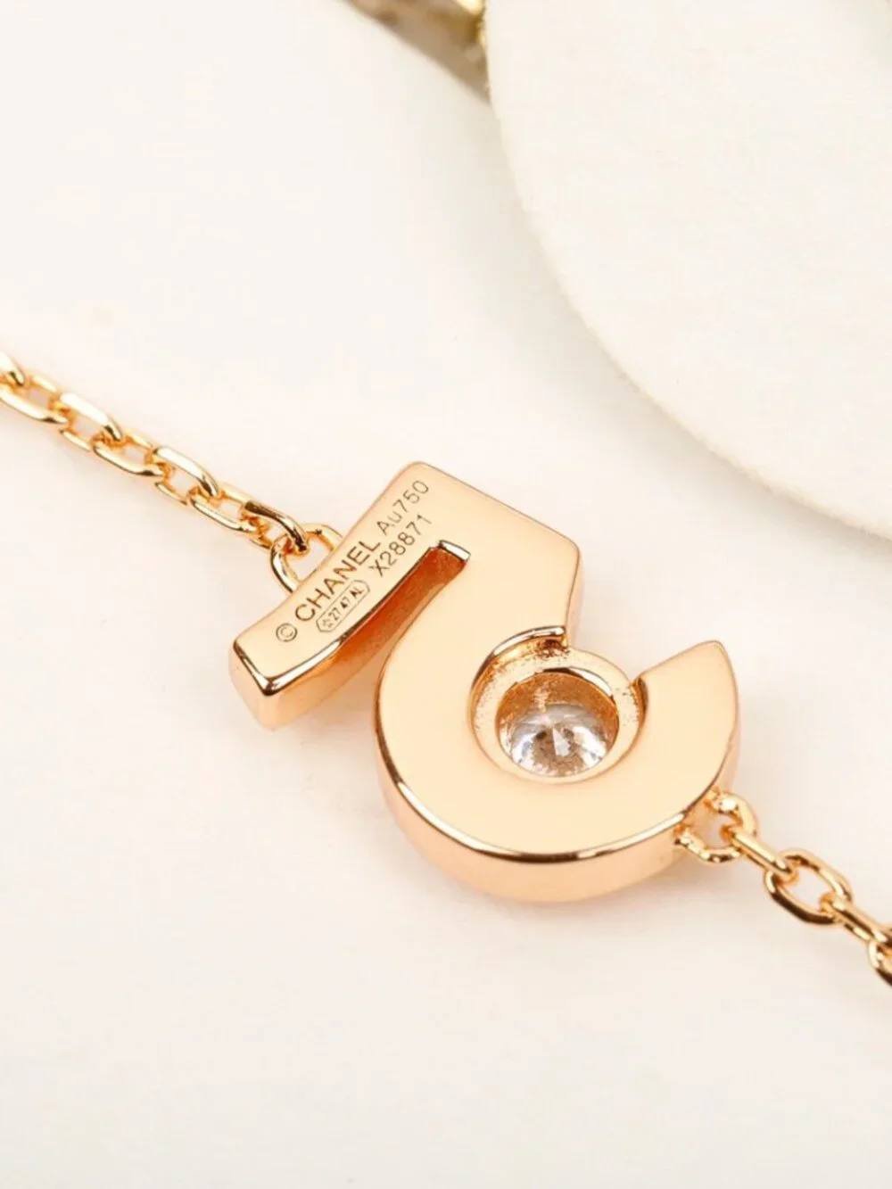 Authentic Chanel No.5 Number Teardrop Crystal Rose Gold Slim Bracelet - Picture 3 of 4